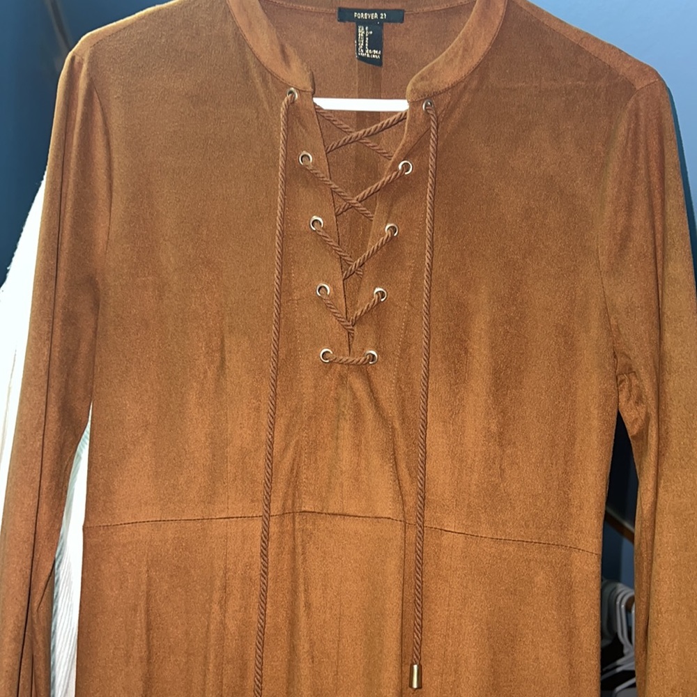 Suede Boho Maxi Dress with slit